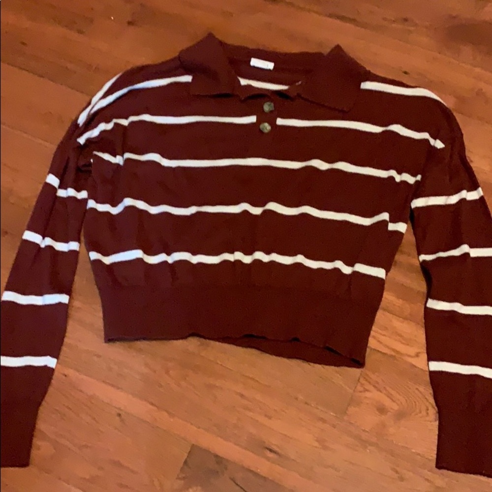garage striped brown and white sweater